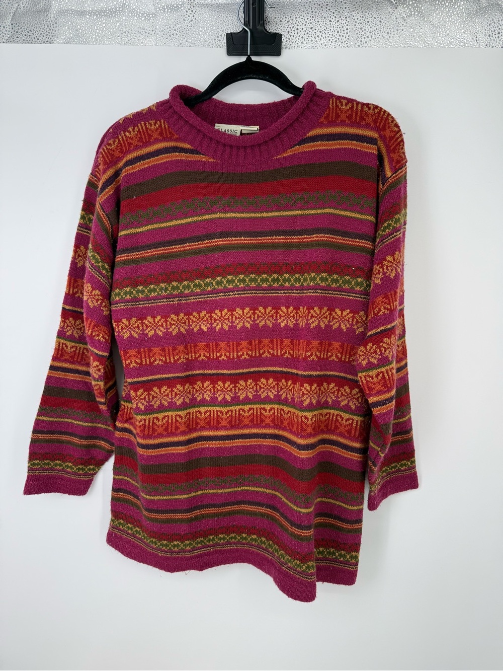 Vintage 90s Classic Multicolor Striped Crewneck Sweater Med